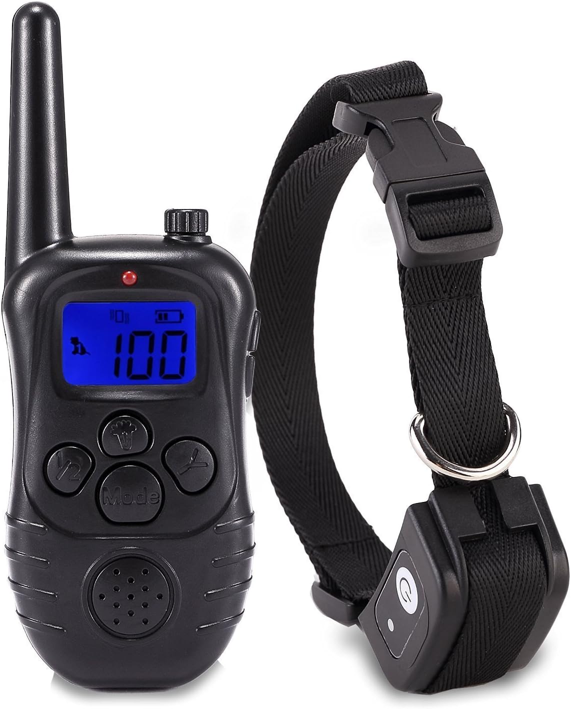 Petism Electric Dog Shock Collar Rechargeable Backlight LCD Screen With Remote Beep/Vibration/Shock Training Collars for Pets Dog (Black)