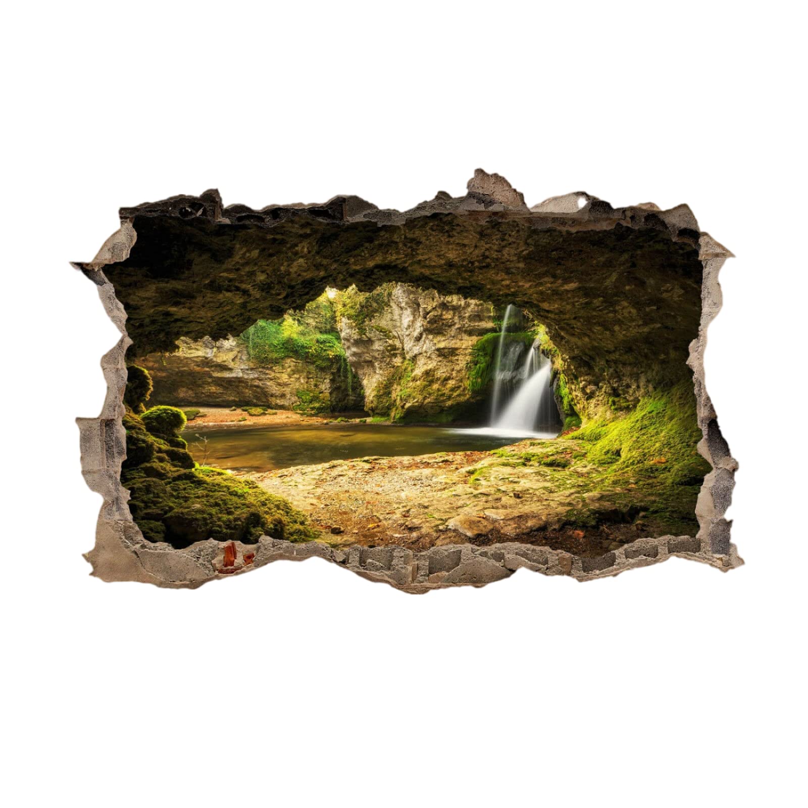 Paesaggio Adesivi Murali 3D Fracassato Cascata Del Fiume Decorazione Domestica Smontabile Del Vinile Del Tatuaggio Della Parete Grotta Decalcomanie Impermeabili Art For Kids Room Wall Decor 80x120cm