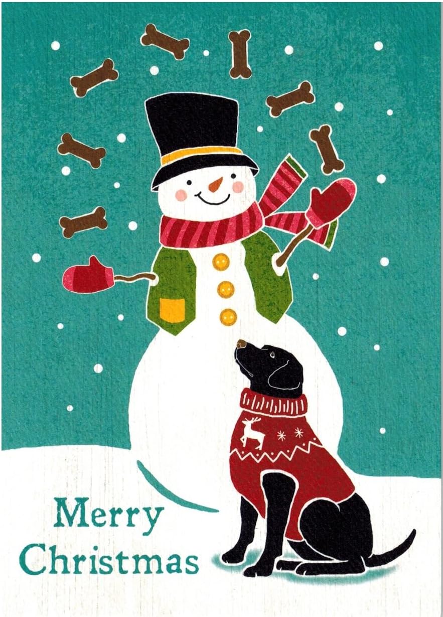 Black Labrador Christmas Cards "Juggling Bones" Box of 8 Cards