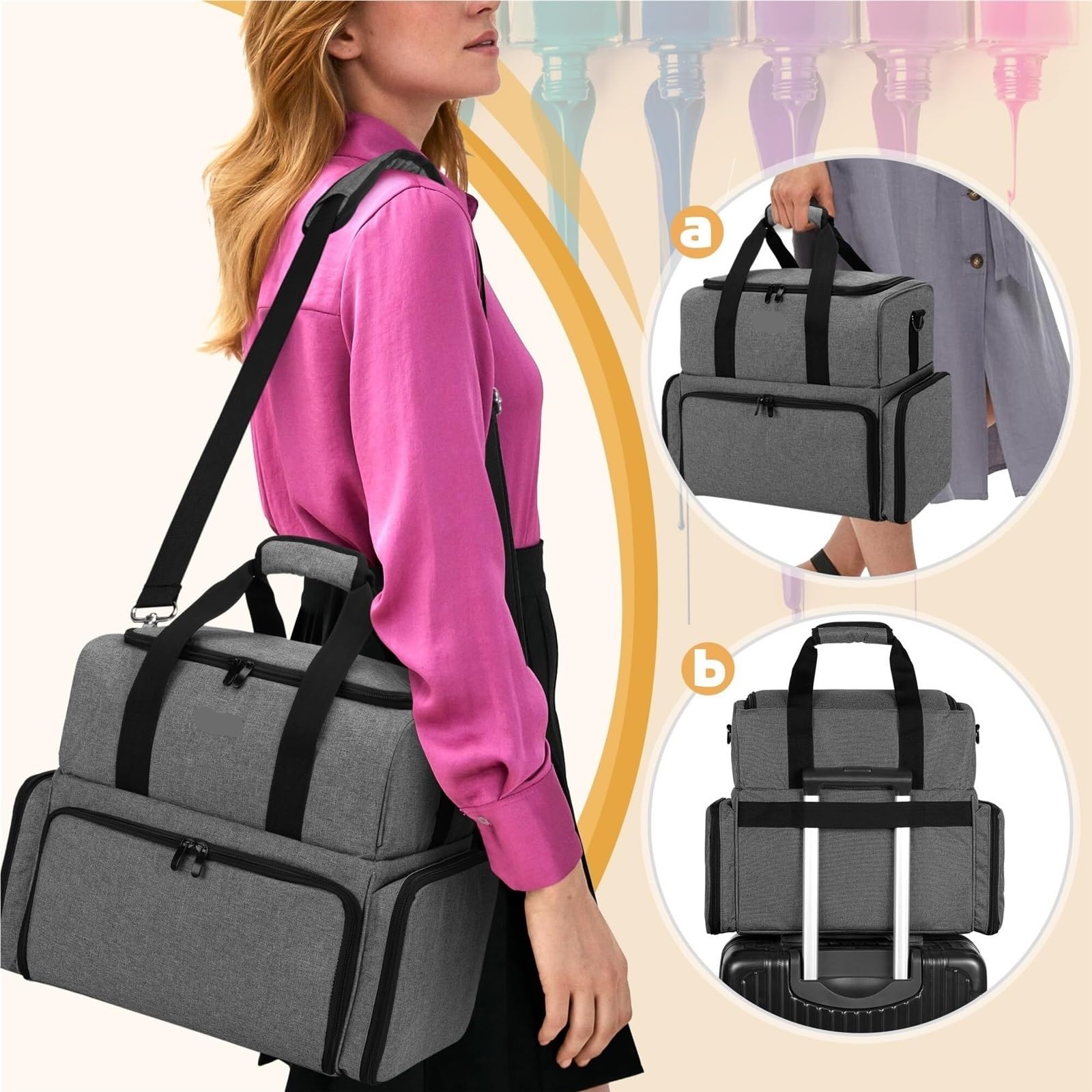 Lakiery Paznokci Etui Na Lakiery Do Paznokci, Mieszczące 80 Butelek Z Wyjmowanymi Woreczkami Organizer Zaopatrzenie(Grey)