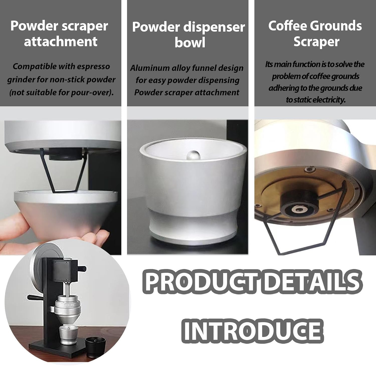 Młynek do kawy, ręczny młynek żarnowy, elektryczny młynek do ziaren espresso z konfigurowalnymi ustawieniami mielenia, ekspres przelewowy, French Press, Cold Brew, stal nierdzewna