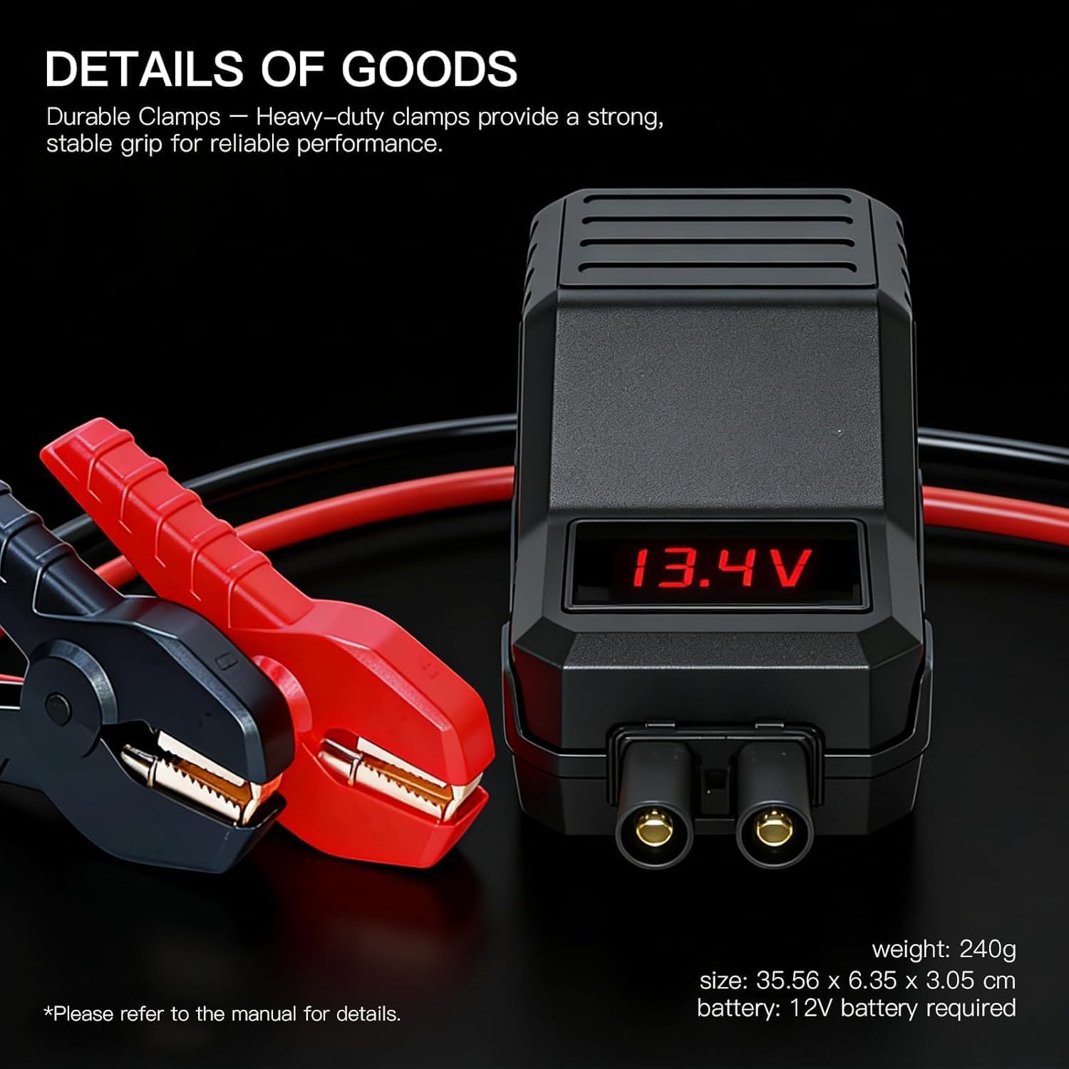 MEGAWISE Smart Jump Starter Clamps, Automotive Booster Clamp Cables Replacement Alligator Clamps with Intelligent LCD Screen for 12V Car Jump Starter for MEGAWISE and Many Other Brands