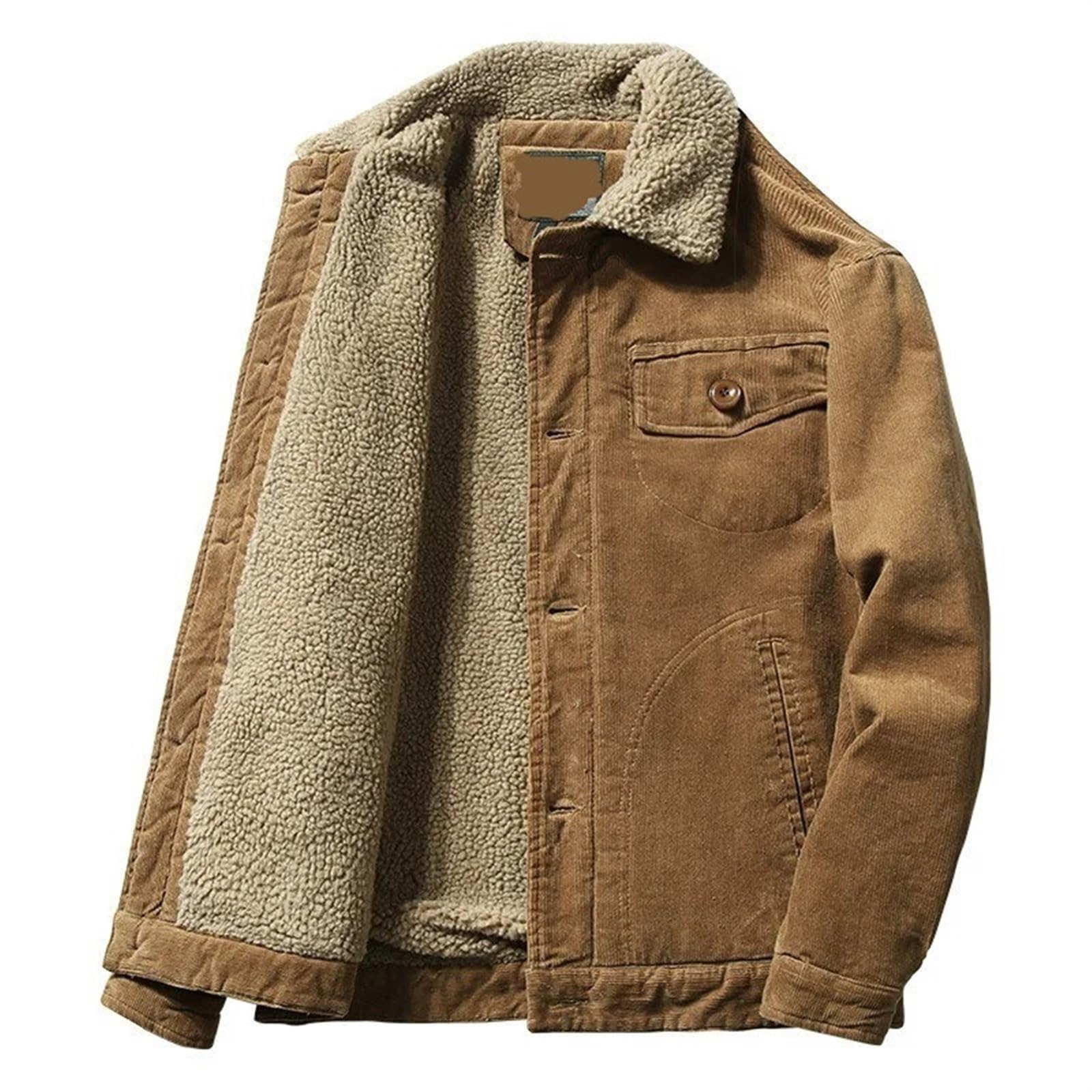 Męska lekka ciepła kurtka wiatrówka, styl vintage, zimowa kurtka typu casual, gruby pluszowy kołnierz, puchowa podszewka, bawełniana ocieplana kurtka zimowa