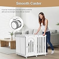 Vista 3 de Corralito para perros con puerta y cubierta, panel de valla para cachorros, jaula para perros, corral para mascotas para perros pequeños y medianos