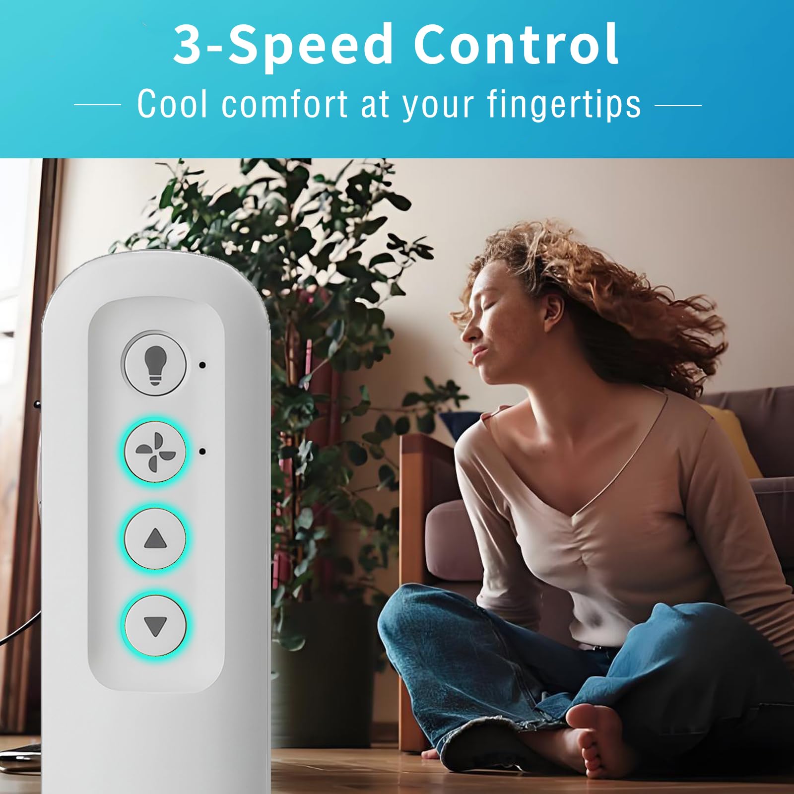 Mando a distancia para ventilador de techo con regulador de luz, 3 velocidades, soporte de pared, compatible con Hunter 99770 99392 99118 99123 99188