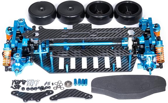 Alloy & Carbon RC Chassis Shaft Drive Touring Car Body Frame Kit | For 1/10 Tamiya TT02, Upgrades