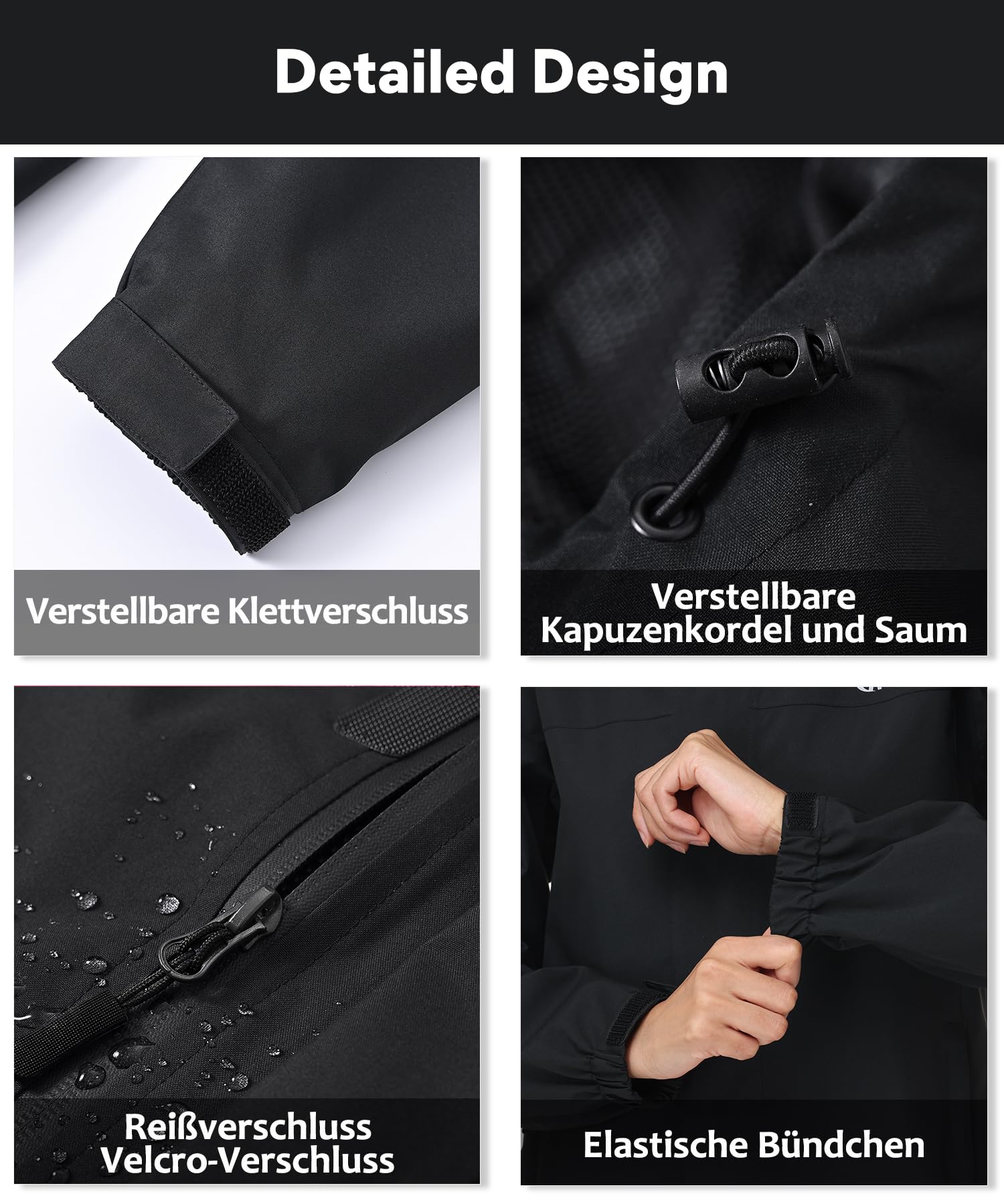 Huayuzh Chaqueta softshell para mujer, impermeable, transpirable, chaqueta de entretiempo, chaqueta cortavientos, chaqueta de lluvia, chaqueta de senderismo, senderismo, correr, negro, S