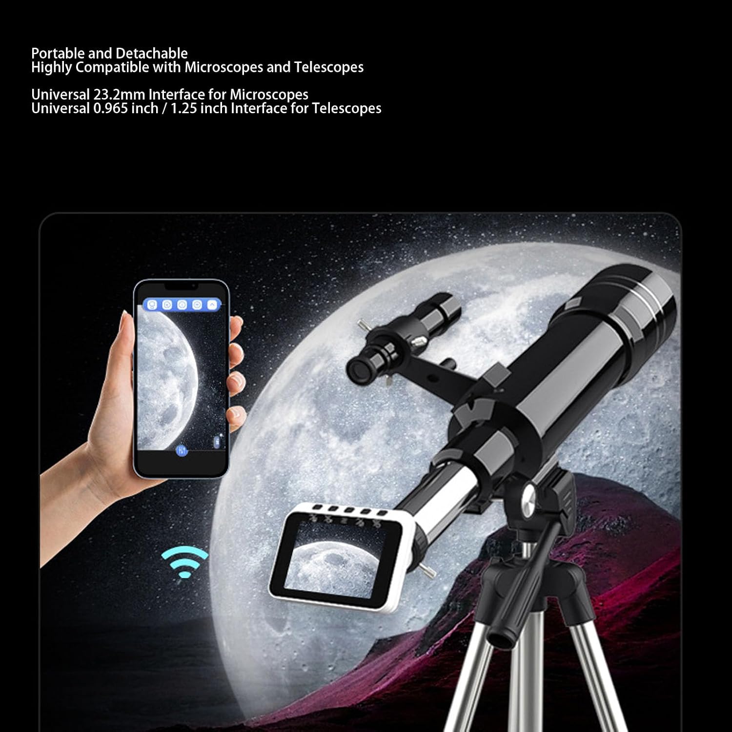 Bewinner Electronic Eyepiece Camera mounted on telescope and microscope