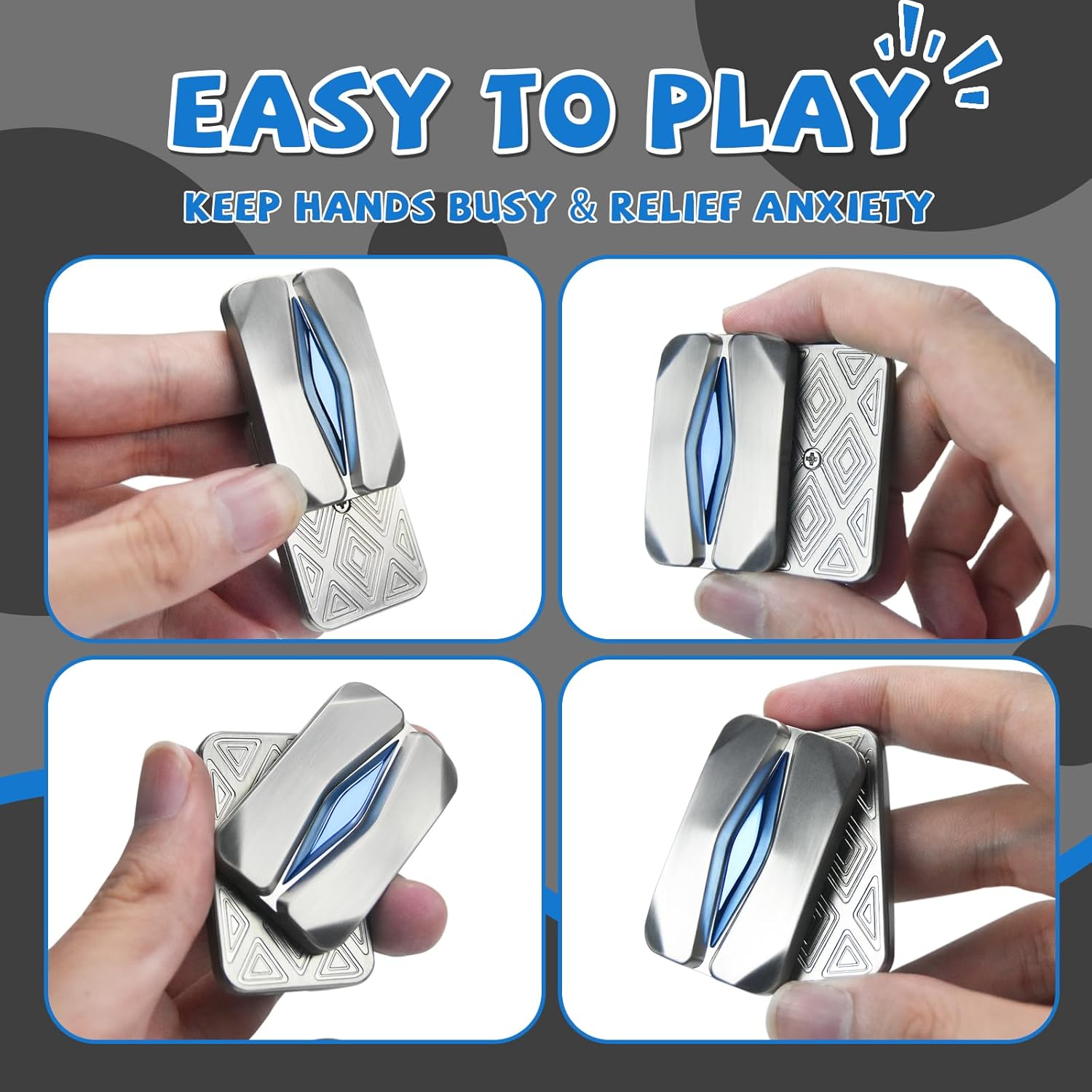 Mountain Fidget Slider Fidget Toys Adults EDC Fidget Toys Adults Decompression Desk Toys to Relief Anxiety and Stress for ADD, ADHD & Autism (Silver/Blue)