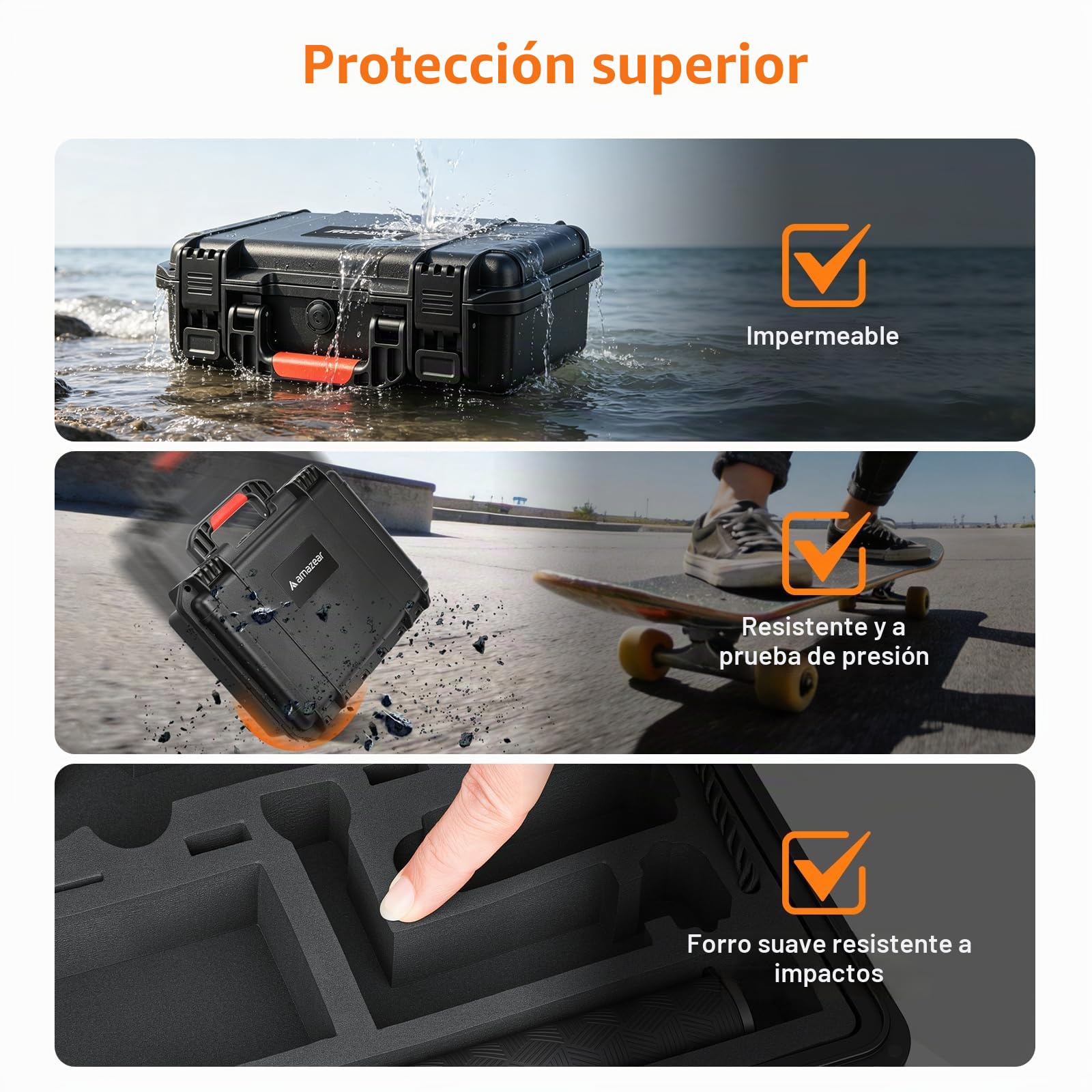 AMAZEAR Funda Impermeable para dji Osmo Pocket 4 Accesorios y cámara, Funda Protectora en diseño rígido, Especialmente diseñada para el Kit Osmo Pocket4, con Correa de Mano y mosquetón