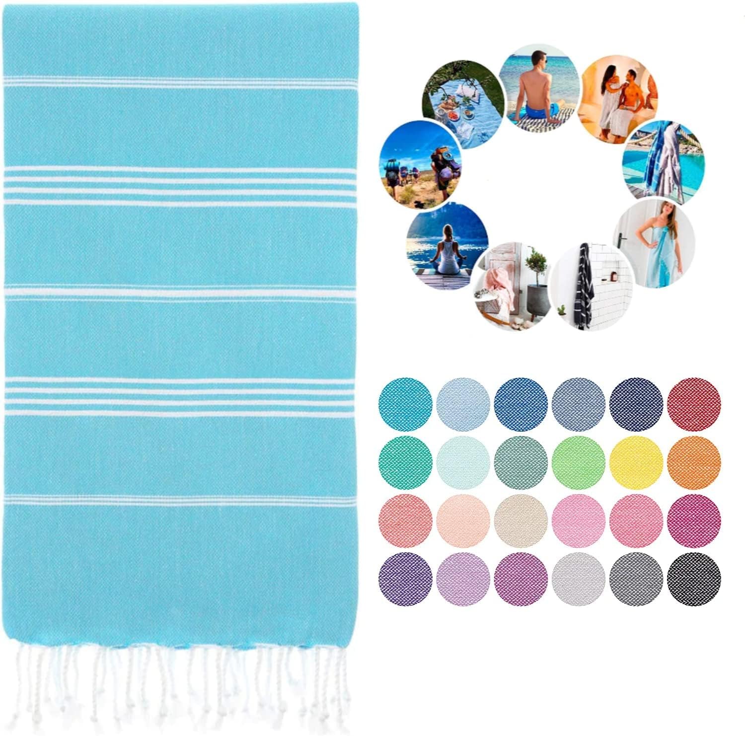 THMINS Beach Towel with Travel Bag 100x180 cm Quick Dry Sand Free Lightweight Large Oversized Beach Towels Light Beach Towel Travel Towels (sky blue)