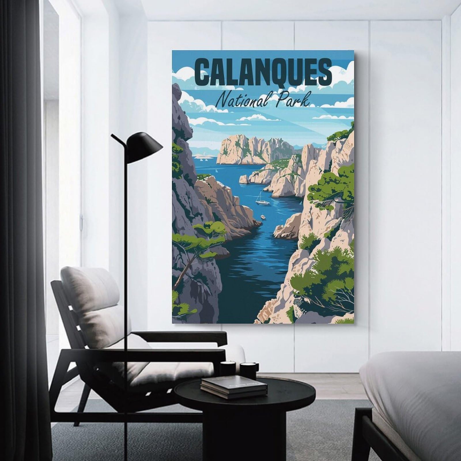 Junmoney Calanques France Canvas Wall Art, 20x30inch(50x75cm), for Entrance Walls, Hall Decor Or Foyers, Wall Decor to Refresh Empty Corners