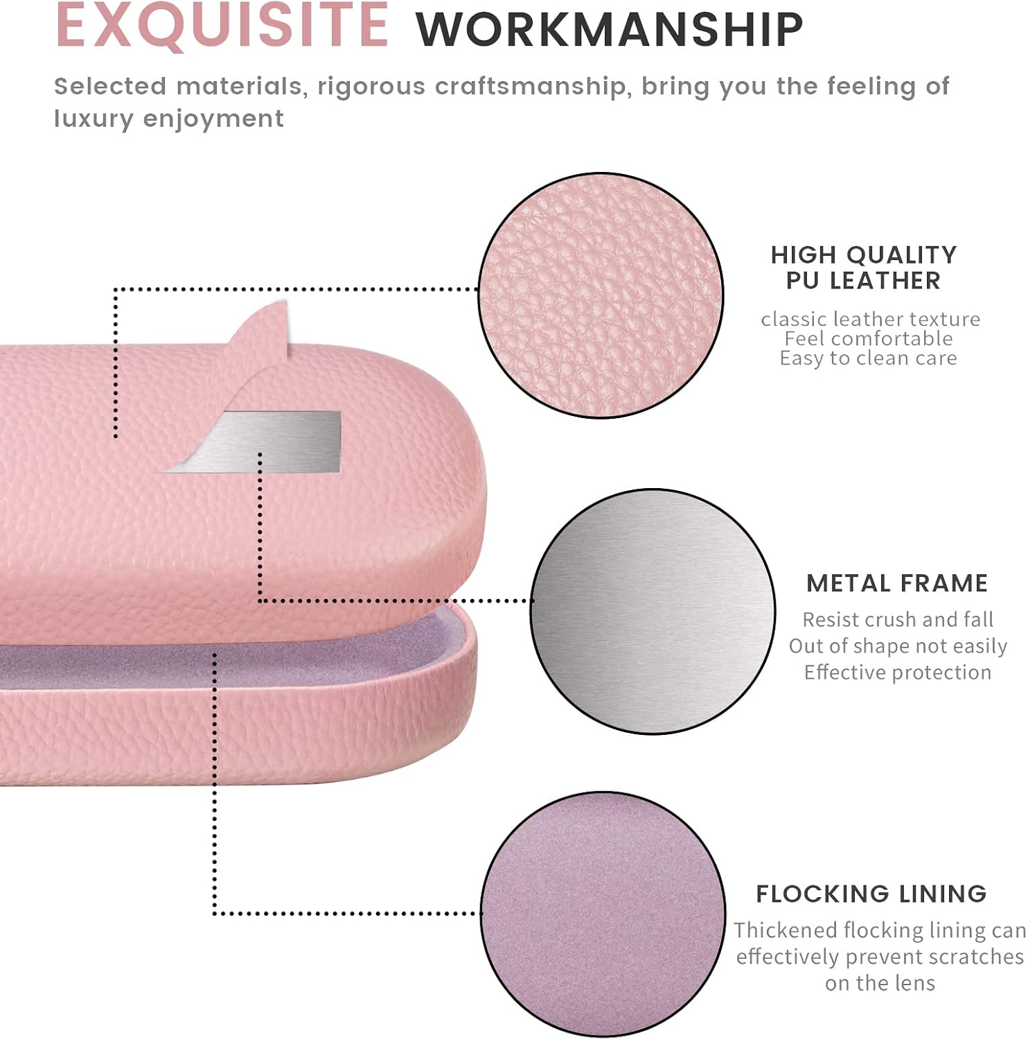 molshine Hard Shell Leather Sunglasses Case,Classic Large Glasses Case for Women Men,Sunglass Eyeglasses image 3