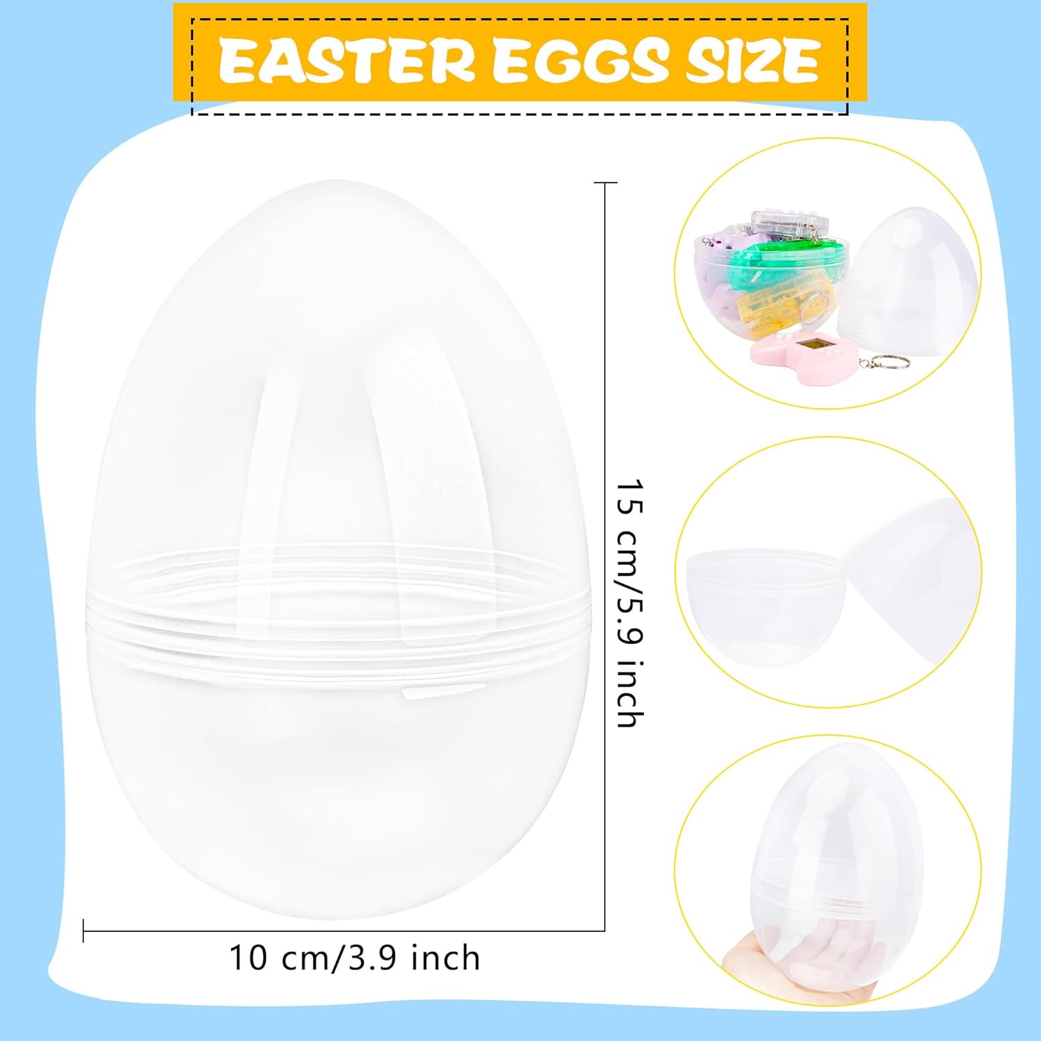 18 Pack 6 Inch Jumbo Clear Easter Eggs Extra Large Fillable Easter Eggs Transparent Plastic Eggs for Easter Hunt Surprise Gifts
