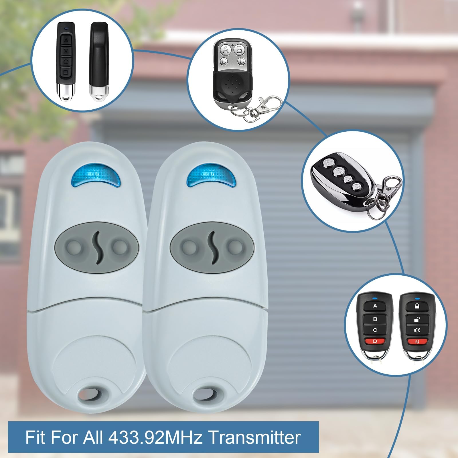 2PCS Telecomando Cancello Universali per Garage Cancelli, Trasmettitore Portachiavi a 433,92MHz Compatibile con CAME Top432NA/432EE/432EV/432A/432M/432S/T432
