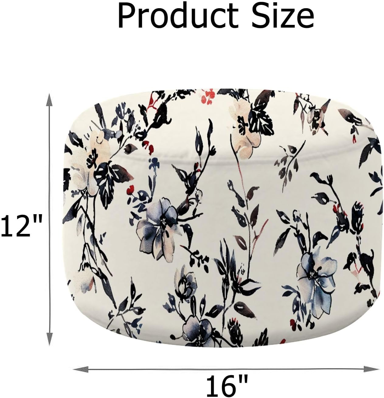 Round Pouf Ottoman floral seamless pattern black gold color Trendy fabric prints Foot Stool Foot Rest Floor Stool Bean Bag Chair Cotton Linen Removable Indoor Outdoor for Living Room Bedroom