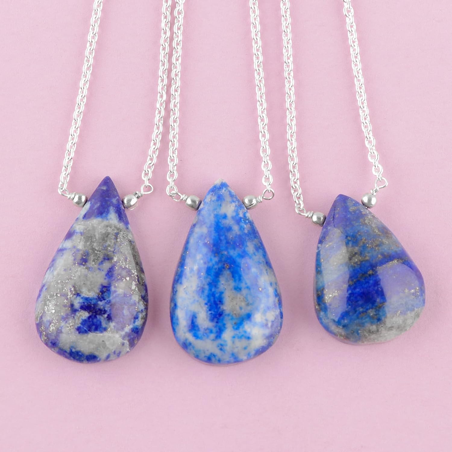 Pear Natural Cabochon Necklace for Women | Handmade Gemstone Pendant | 8–14 mm Stone | Chain 16+2 Inch Adjustable - Image 2