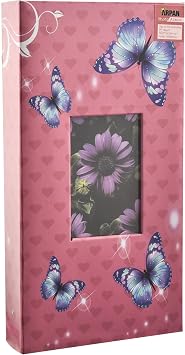 Arpan 6x4 Designer Slip In case Photo Album with 300 Pockets Pink-Butterfly