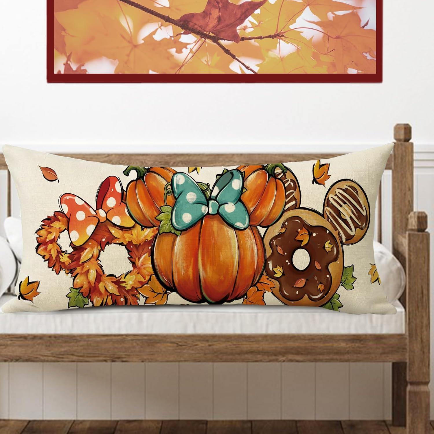 Fall Pumpkin Lumbar Decorative Throw Pillow Cover 14 x 36 image 4