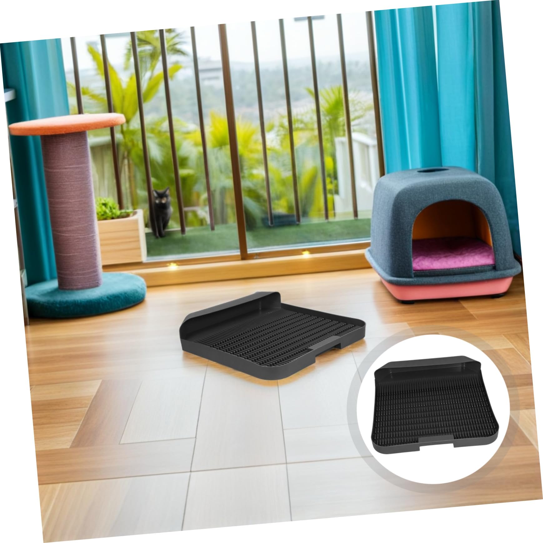 Katzentoilette Matte aus Kunststoff Rutschfest Auffangen von Katzenstreu für Katzenklo und Bodenschutz