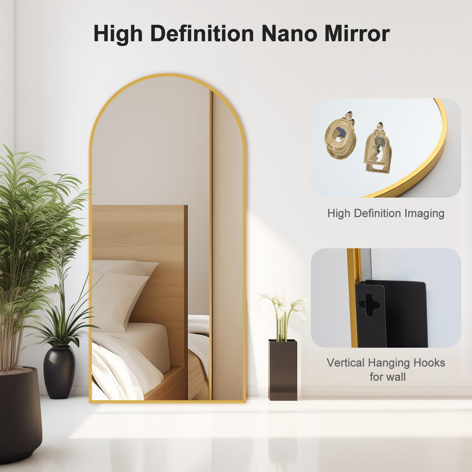 Snapklik.com : Arched Full Length Mirror 58"x18", Free Standing Wall ...