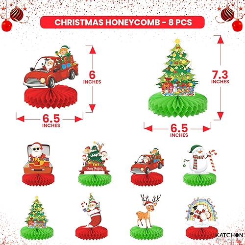 Miniatura 2 de KatchOn Centros de mesa de Navidad para mesas, paquete de 9, decoraciones navideñas para interiores, decoración tradicional de nido de abeja,