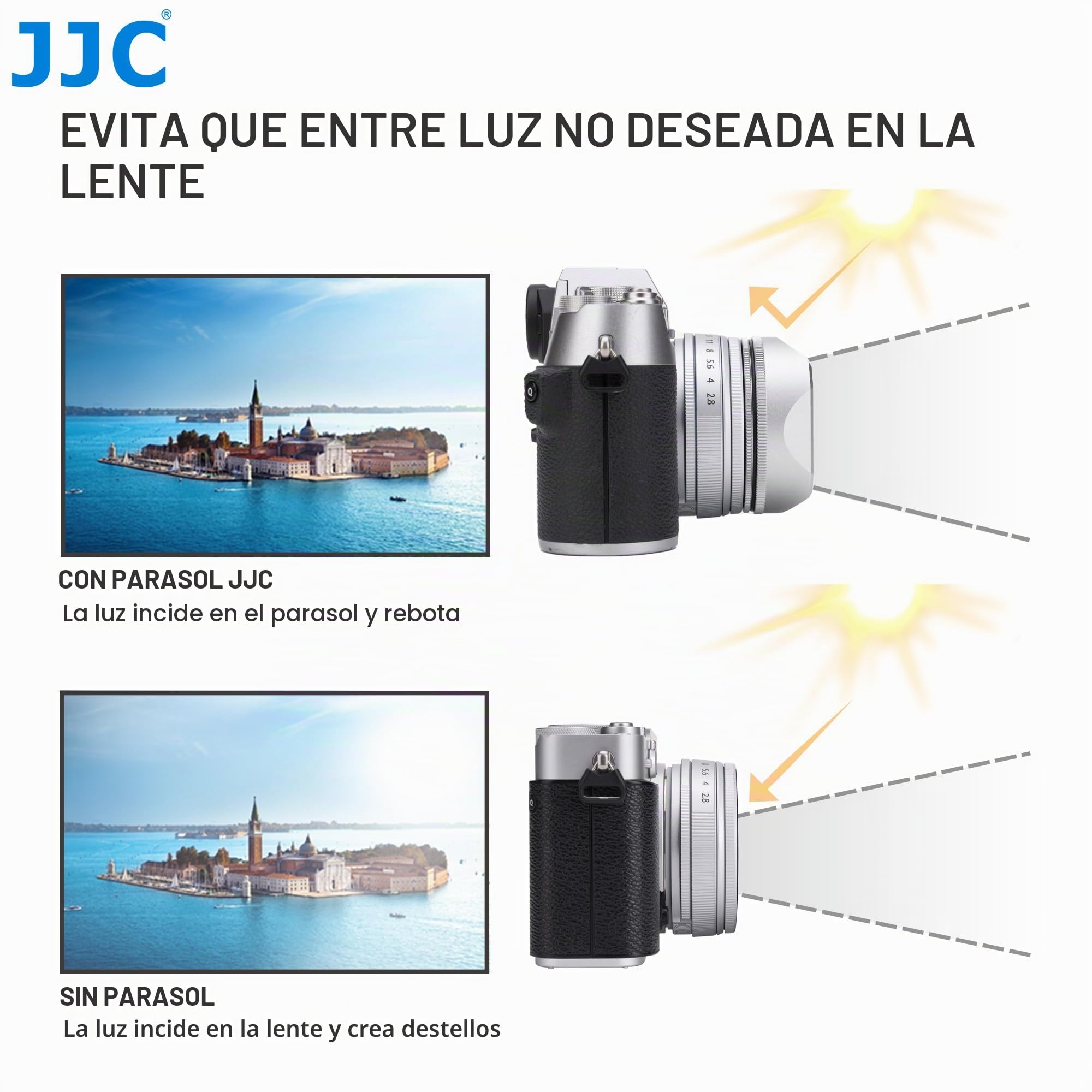 Parasol y Tapa metálicos JJC con Anillo Adaptador Compatible con Fujifilm XF 23 mm F2.8 R WR, XF 27 mm F2.8 R WR, Objetivo XF27 mm F/2.8, Compatible con filtros de Ф39 mm, sustituye al Fuji LH-XF27