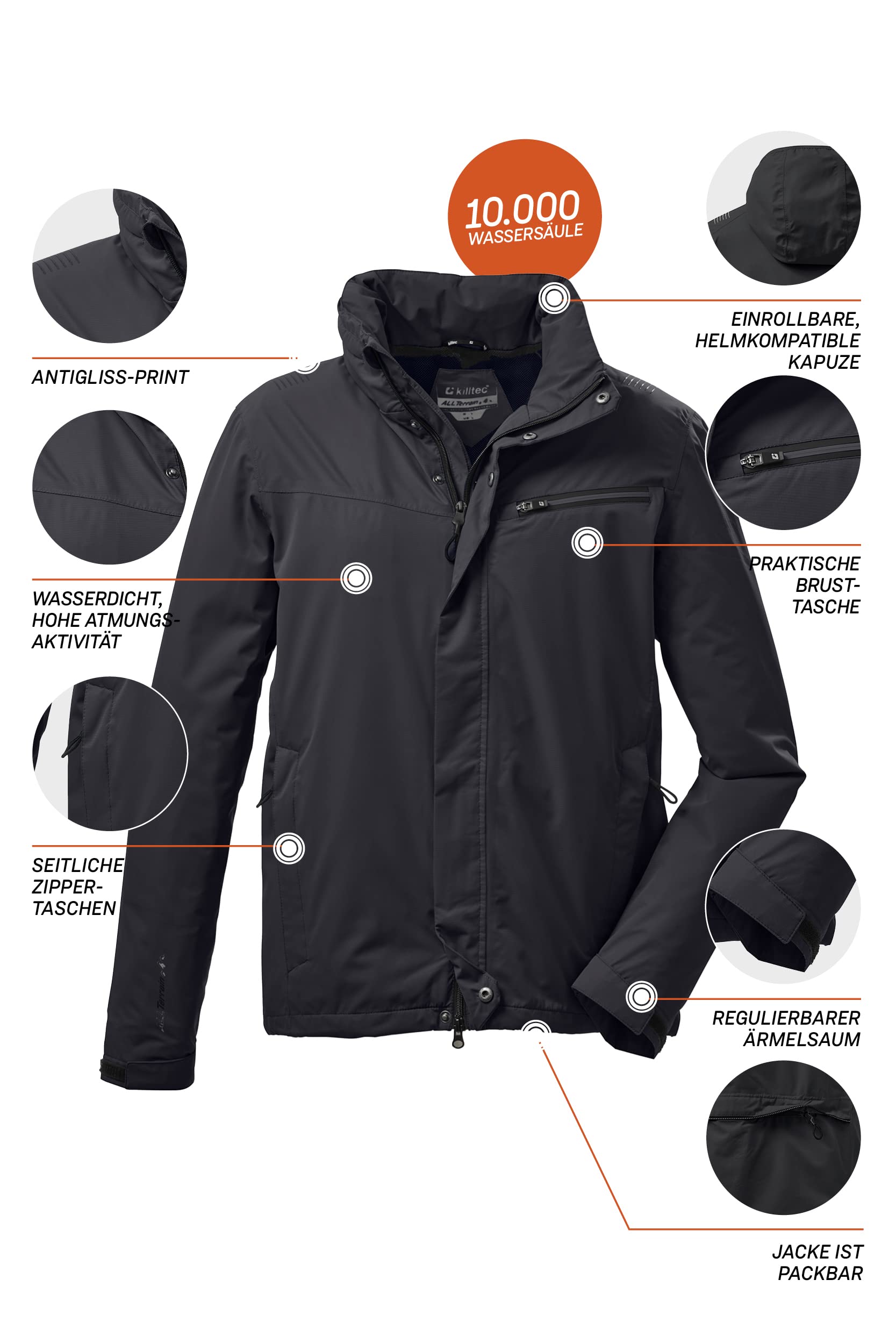 Killtec Kos 26 Mn Jckt Chaqueta funcional con capucha enrollable, plegable Hombre