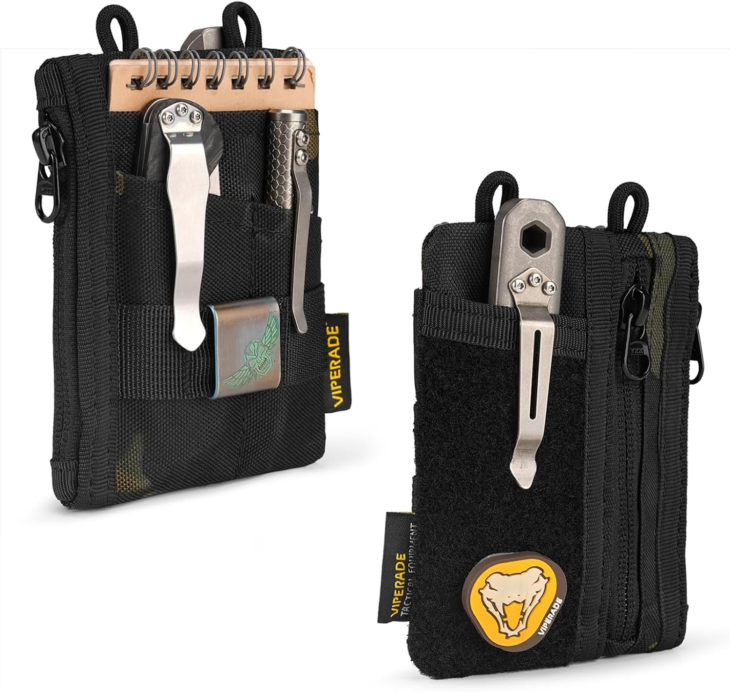 VIPERADE VE18-S Small EDC Pouch Tool Organizer,Multifunction Small Tools Pouch with 6 Pockets,EDC Organizer for Men,Mini Pocket Organiser with Patches Area for DIY