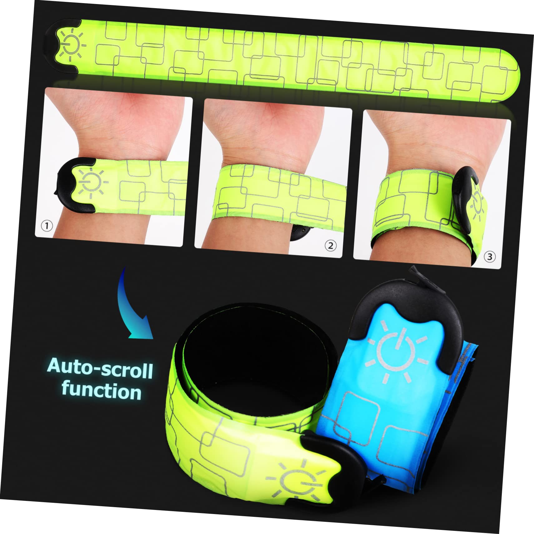 KOMBIUDA 4piezas Brazaletes Luminosos Led para Correr Ciclismo y Trotar De Noche Brazaletes De Alta Visibilidad para Correr y Trotar