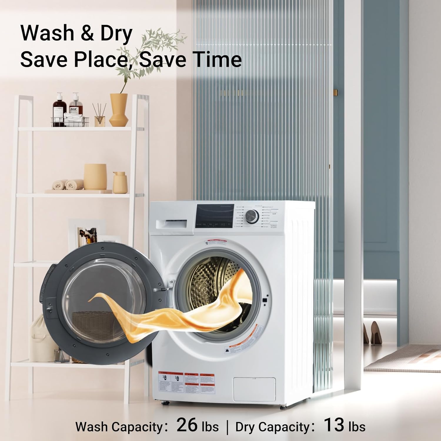 2.7 Cu.Ft All-in-One Washer and Dryer Combo, 24" Front Load Ventless Washer Dryer with 26.5 Lbs Loading Capacity, Compact Size, LED Display, Child Lock, White