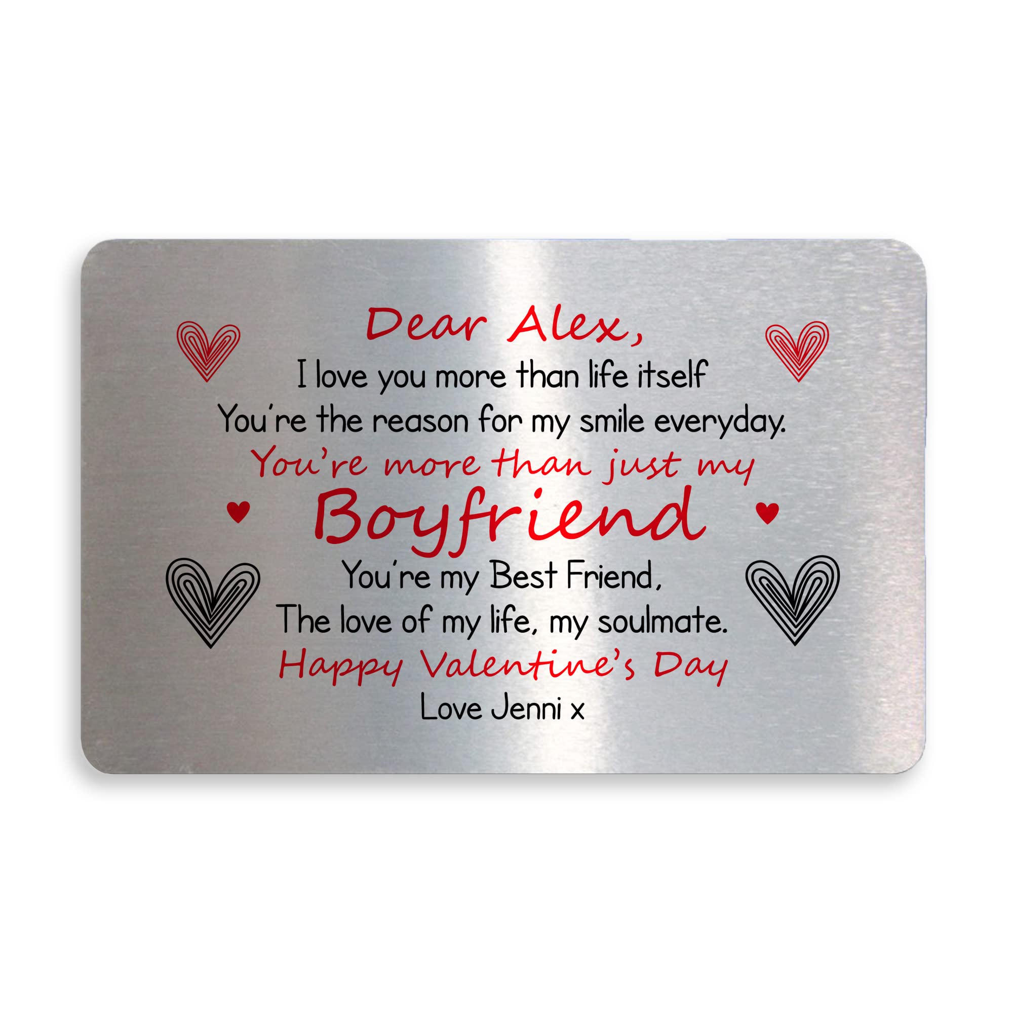 Personalised Valentines Day Gift For Boyfriend Soulmate Gift Metal Card Gift For Him