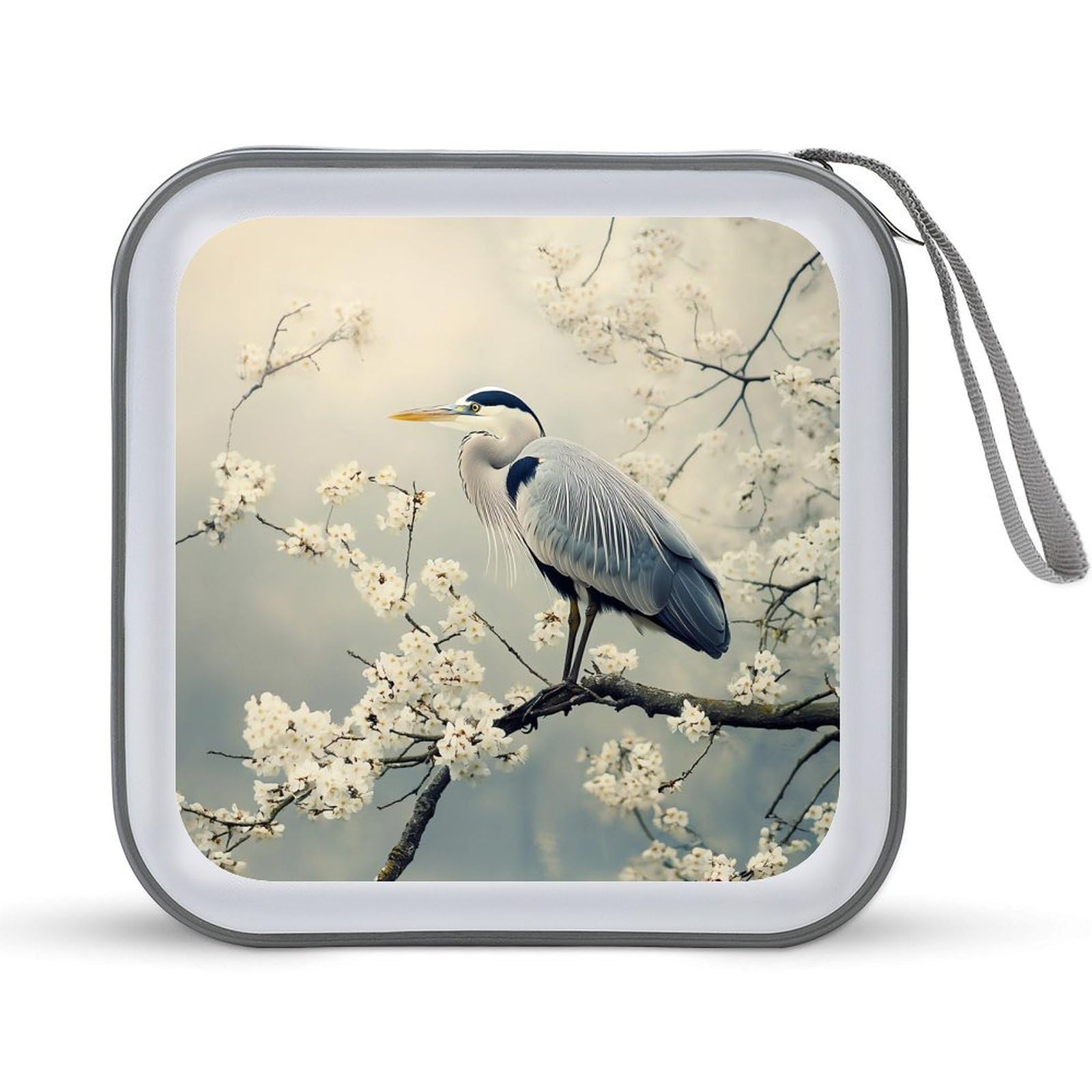 Grey Heron Blue CD Case Plastic DVD Case Holder Wallet Disc Storage Organizer for Car Travel
