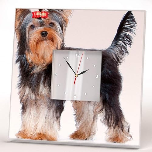 Yorkshire Terrier Yorkie Dog Wall Clock Framed Mirror Decor Printed Pet Lovers Art Home Design Gift