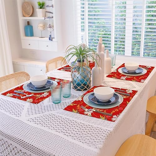 Miniatura 8 de Spring Flower Pattern Placemats Set of 4 Table Mats Washable Placemat Waterproof Place Mats for Party Home Dining Table Decor 18x12 in