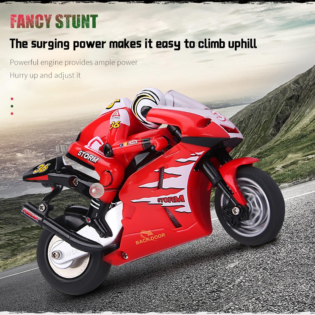 Mini Moto RC per Adulti, 2,4G Telecomando Proportzionale Completo Simulazione Moto Elettrica Drift, Alta Velocità RC Moto Stunt Drift Bike da Corsa Modello Regalo 8012 Rosso