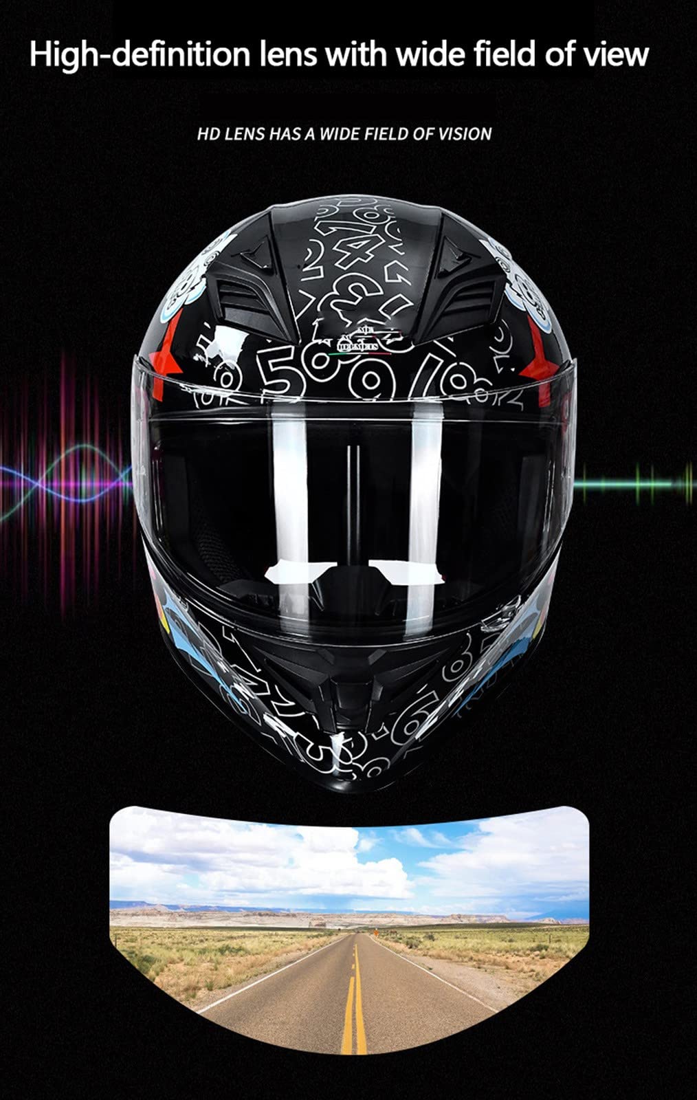 Casco Integrale Moto MOCOERL ECE 22.06 - Nero, Con Visiera Parasole E Ventilazione - Taglie Da S A XXL