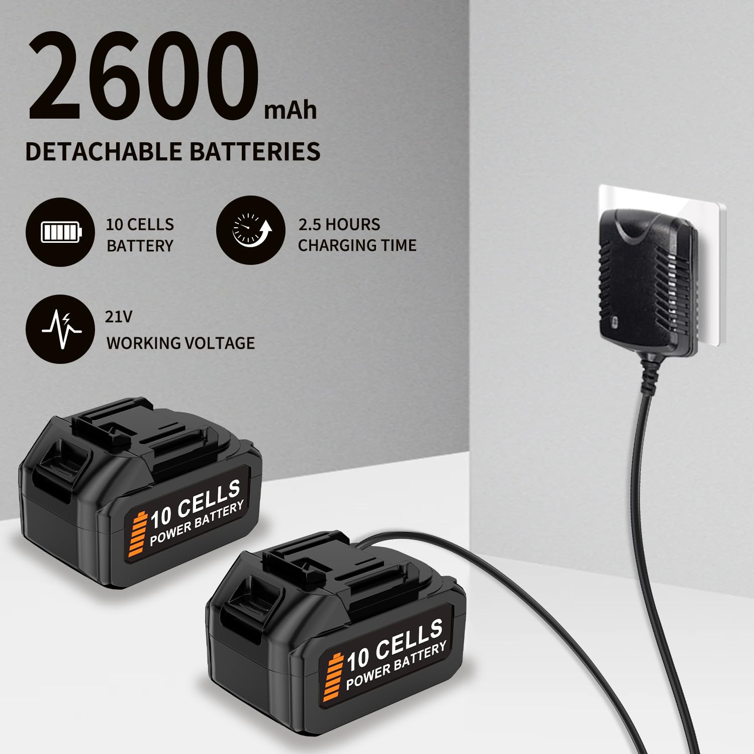 Blattbläser, 650CFM elektrischer Blattbläser, mit 2 Batterien, Drehzahleinstellbar, Turbomodus, für Rasenpflege, Terrassenreinigung, Staubbeseitigung und Blattbläsung
