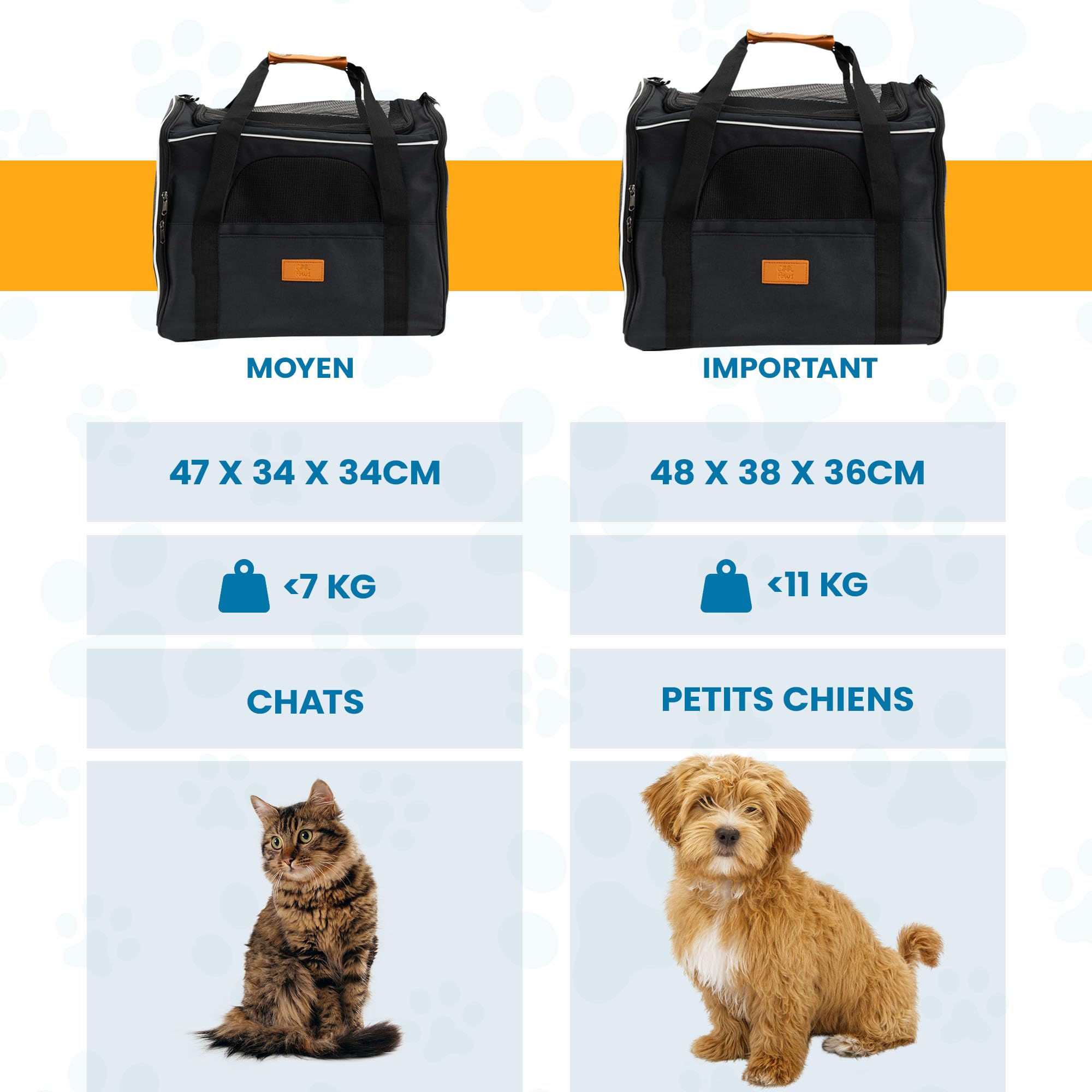 Sac de Transport pour Chats et Petits Chiens – Sac de Voyage léger et Respirant avec côtés en Maille, Cadre renforcé, Tapis Amovible et bandoulière pour Un Transport sécurisé des Animaux de