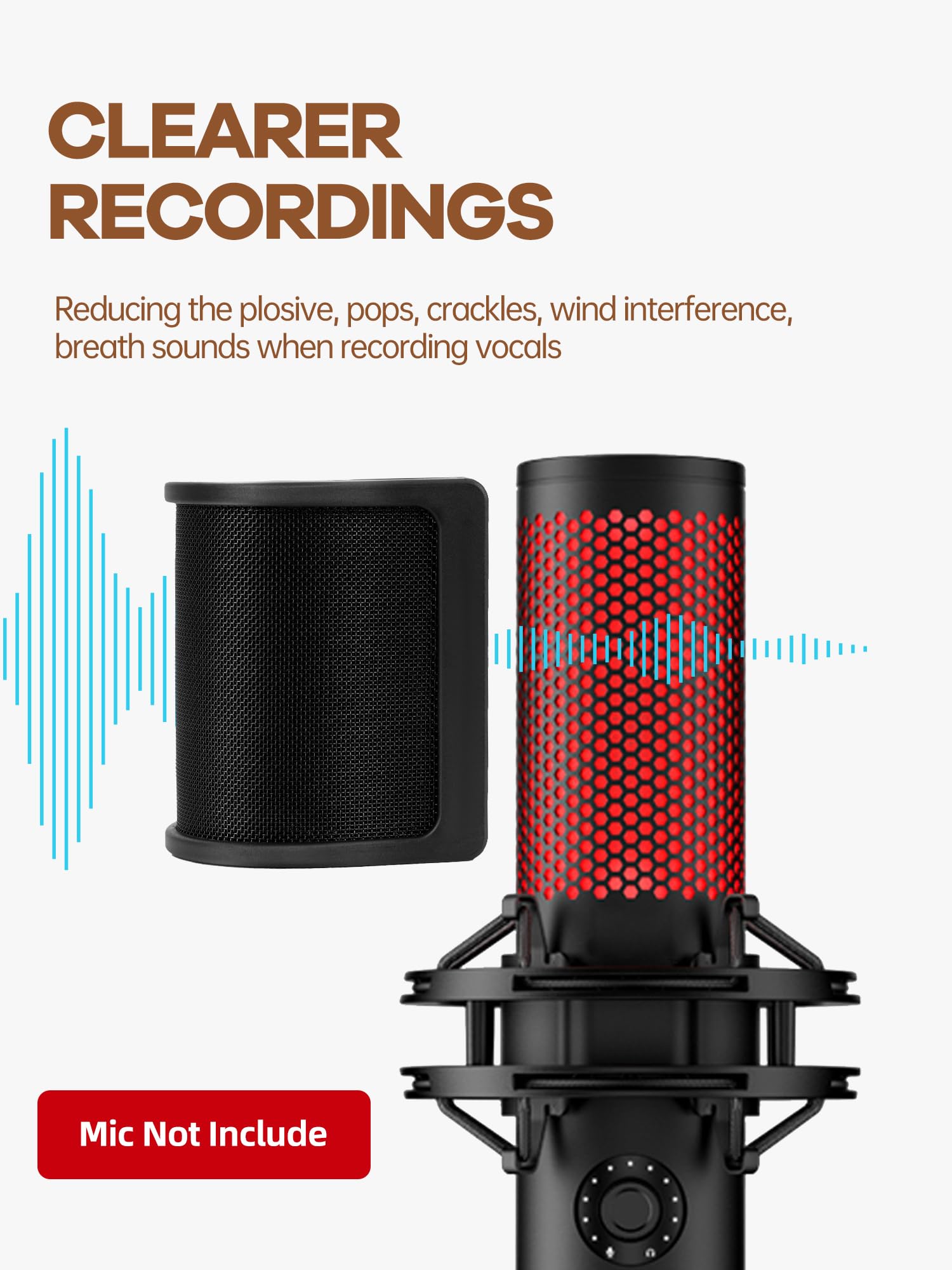 Microphone Pop Filter for HyperX, Mic Pop Shield Compatible with HyperX QuadCast 2 USB Mic - Image 4