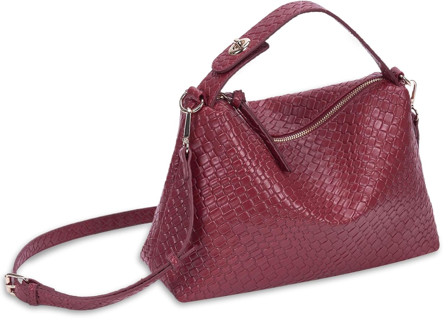 Lushandy Woven Purses for Women, Leather Woven Crossbody Bag Slouchy Hobo Bag Chic Tote Purse Trendy Satchel Shoulder Handbag - Image 6