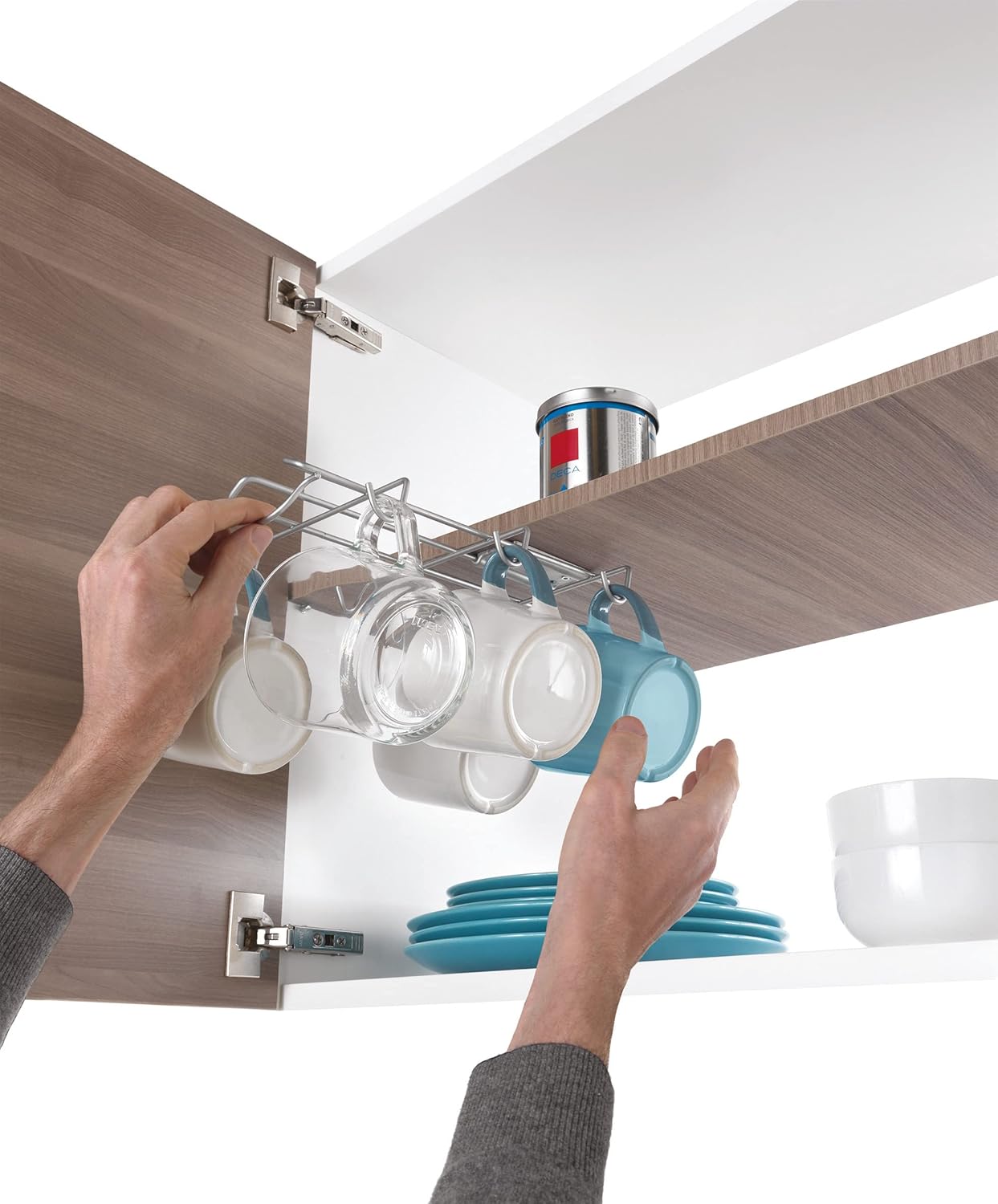 Metaltex Sliding Cup Holder, Metallic Grey, 14 x 28 x 5 cm