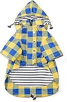 Vista 11 de Morezi - Impermeable para perro, con cierre frontal y botones reflectantes, resistente al agua/lluvia, cordón ajustable, capucha removible, para Rosa