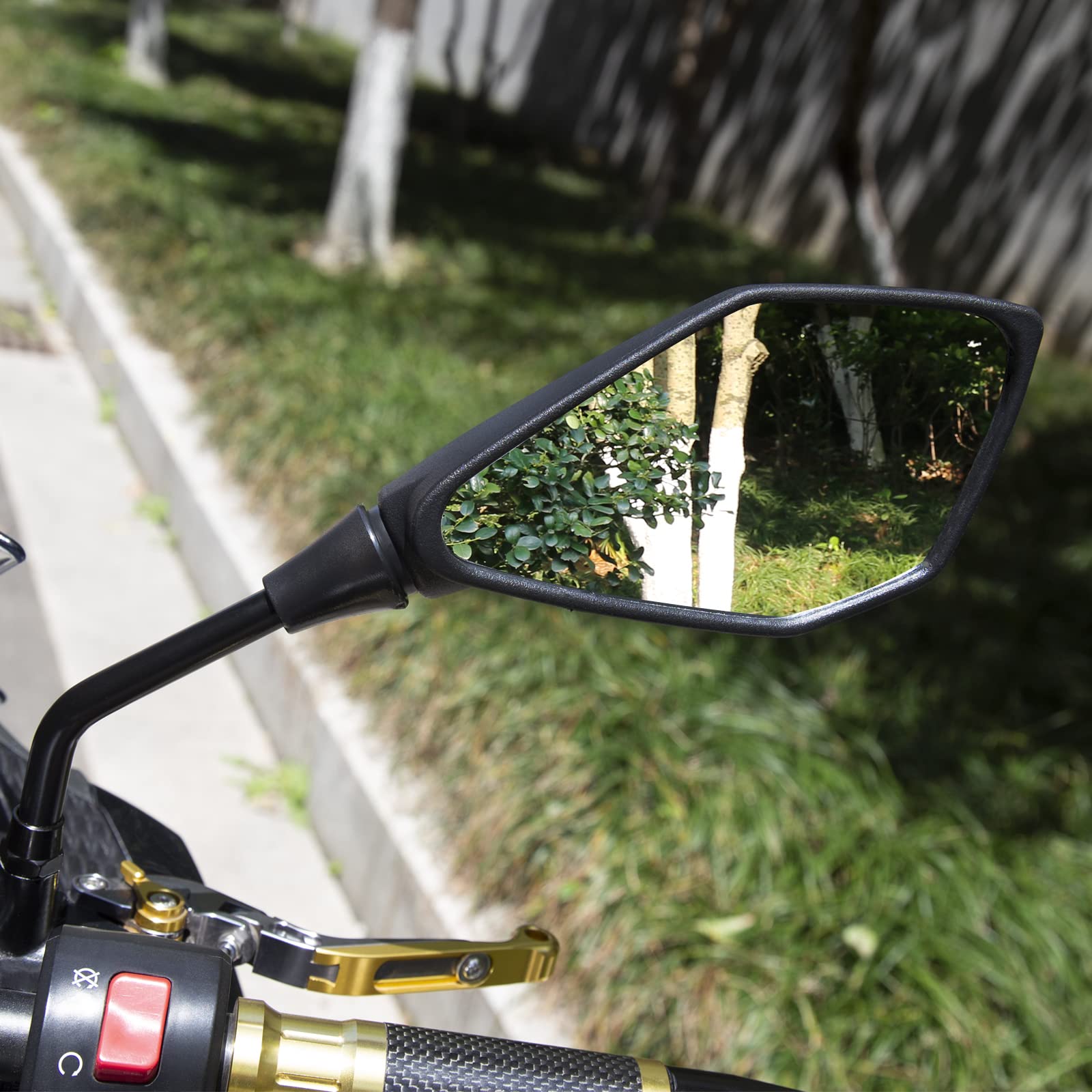 Specchietti Retrovisori Per Moto E ATV Con Morsetti Da 7/8'' - Kit Universale Con 5 Bulloni, Regolabili, Antiruggine, Per Scooter E Motoslitte - 4