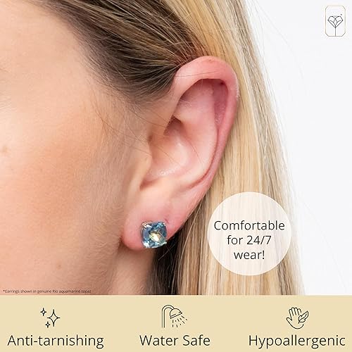 Miniatura 4 de MAX + STONE 14k Yellow Gold 8mm Cushion Cut Birthstone Stud Earrings for Women