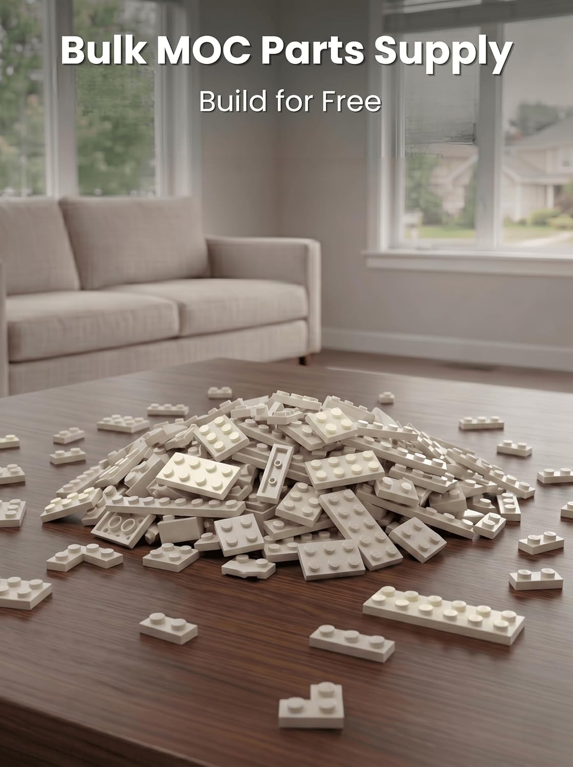 100PCS Bulk Classic Building Plate Assortment, Mixed 11 Sizes Variety Part Pack, 1x2 1x3 1x4 1x6 1x8 2x2 2x3 2x4 2x6 Base Building Blocks Pieces Compatible with Lego Parts (White)