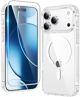 FNTCASE for iPhone 17 Pro-Max Case: Magnetic Transparent Phone Cases with Screen Protector Slim Military Grade Drop Protection Rugged Shockproof Protective Cell Phone Cover (Clear) - Amazon product rated Grade A