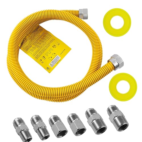 MENSI 48" Commercial Yellow Coated Flexible Gas Pipe Line Kit