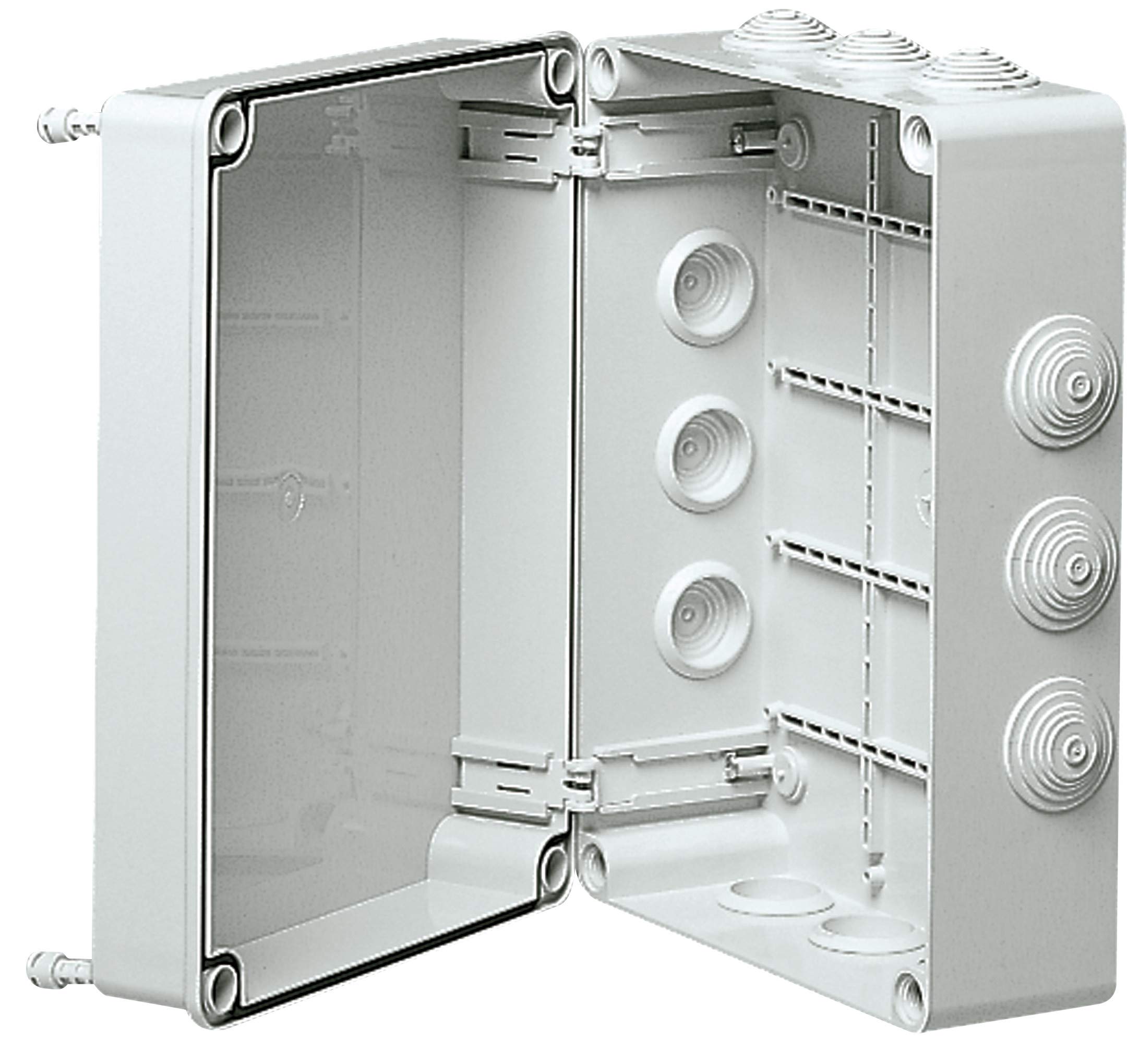 Vimar V55109 Scatola di Derivazione da Parete IP55, con Passacavi, Coperchio Fissato da Viti in Materiale Isolante, Dimensioni 300x220x120 mm, Grigio RAL 7035