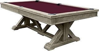 Playcraft Brazos River 8’ Slate Pool Table - Billiard Tables with Solid Hardwood & 3pc Slate System - Perfect for Game Room, Office or Dens - 25 Cloth Colors
